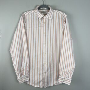 Banana Republic Mens Classic Fit Button Up Shirt Sz L Orange Stripes Long Sleeve